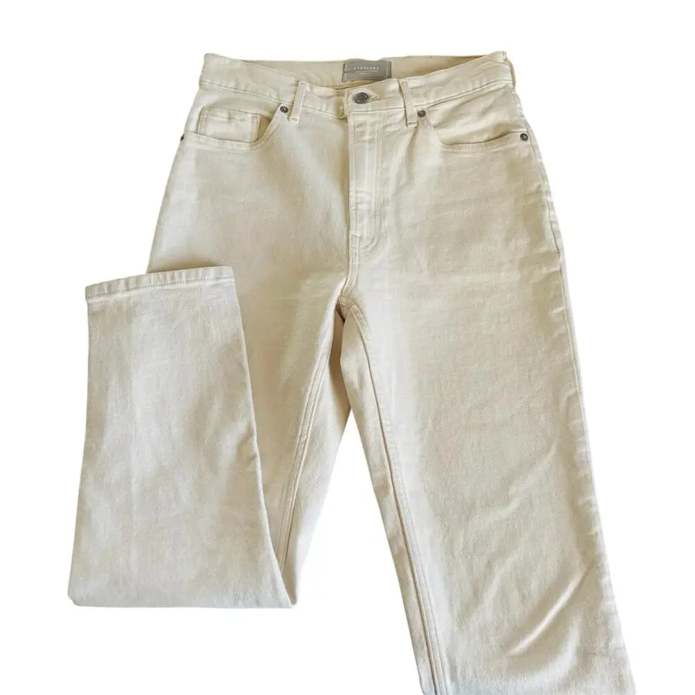 Everlane The Original Cheeky Jeans Beige Speckled Organic Cotton Size 28 Regular - Picture 1 of 8